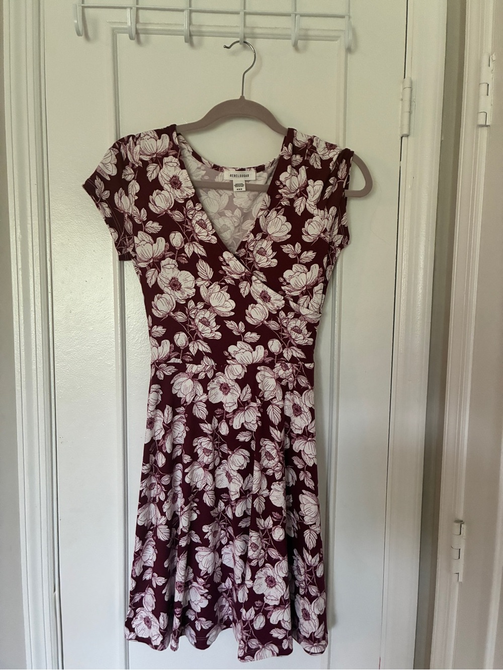 Burgundy Floral Wrap Dress